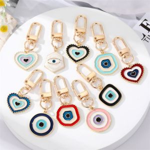 IVYAN Amulet Friends Couples Boho Jewelry Accessories Car Key Ring Blue Eye Key Chain Handbag Charms Irregular Heart Keyring Evil Eye Keychain