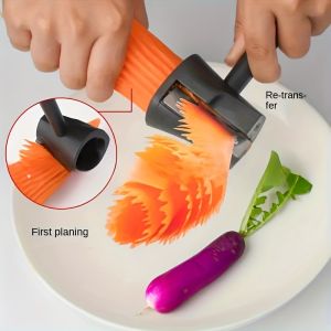Stainless Steel & Plastic Multi-Functional Spiral Vegetable Slicer - 4-in-1 Julienne Curling Shredding & Planning Tool