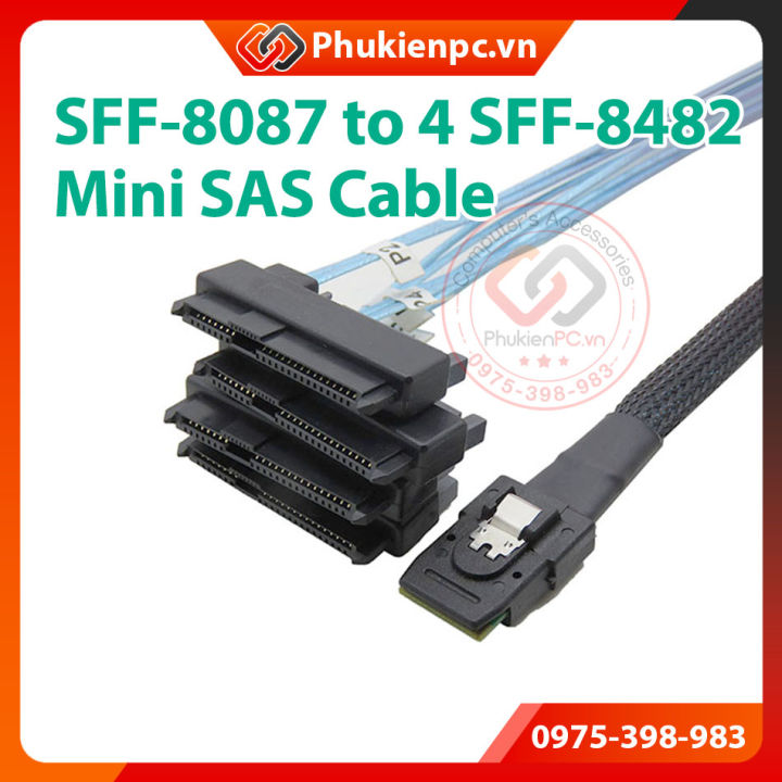 Dây cáp Mini SAS SFF-8087 to 4 SFF-8482 dài 1M. Dùng kết nối ổ cứng HDD ...