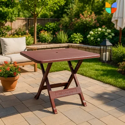 Portable Folding Plastic 4Seaters Rectangle Table with X Frame Legs Durable and Weather Resistant