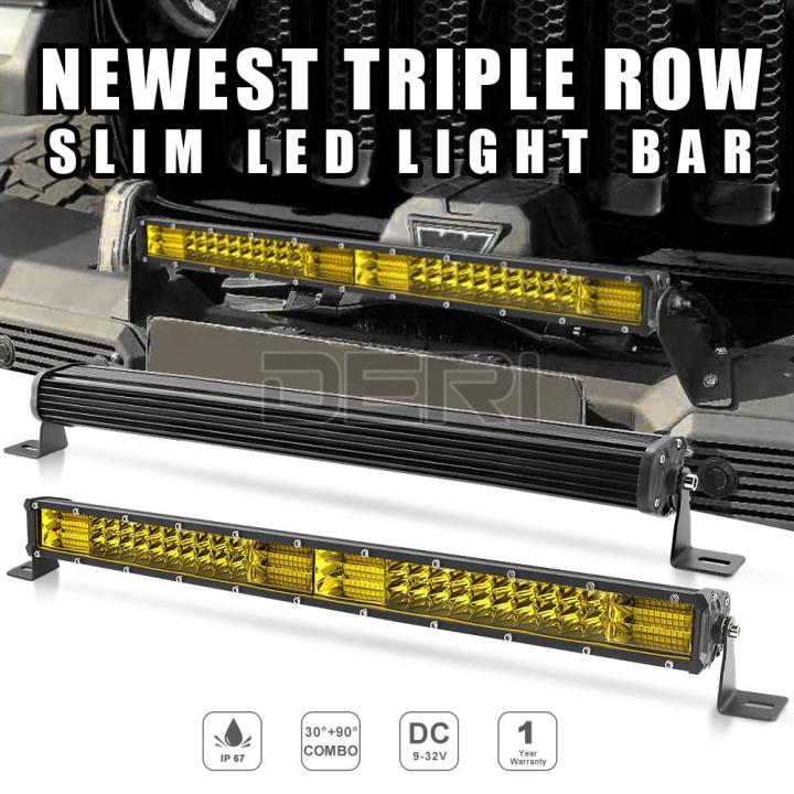 Led Bar 10 Slim Triple Row LED bar 10 inch 20 inch 3000k Yellow led light barwork ...