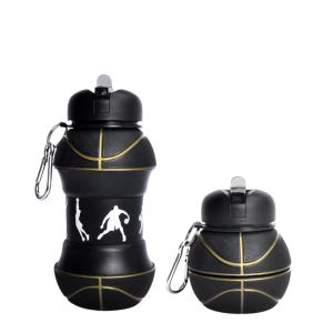 SG Stock Foldable Football Basketball Ball Shape Gym Sports Portable Collapsible Flexible Kids Gift Travel 550ML BPA Free Straw Water Bottle