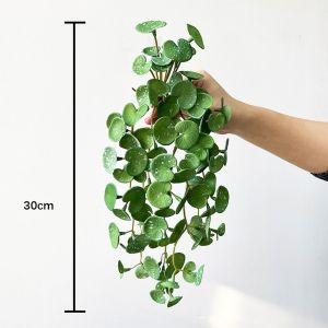 JOYPICKS Realistic Artificial Copper Coin Grass Plants Handmade Soft Fake Ivy Leaf Leaves Simulation Green Plants Wall Hanging Mini Bouquet Home Decoration