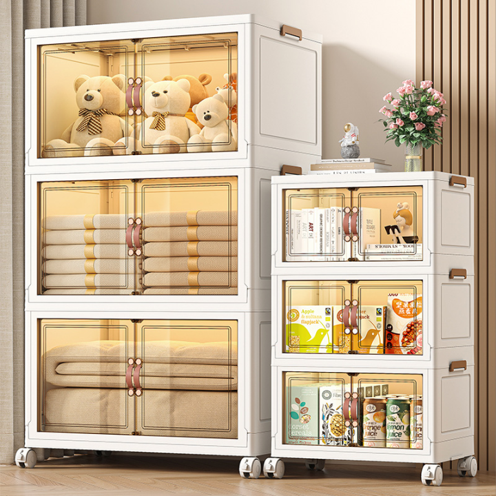 Multipurpose double sided opening storage cabinet foldable stackable
