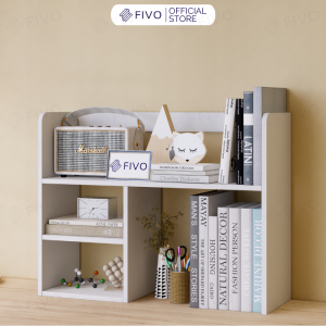 Kệ Sách Để Bàn Học FB21 FIVO Cao Cấp Màu Trắng Và Xám  Thiết Kế Có Hộc Tủ Gắn Nam Châm Cố Định Dễ Dàng Lắp Ráp Đa Dạng Mẫu Mã Và Màu Sắc