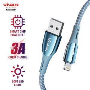 VIVAN Kabel Data Iphone VZL100S 3A Smart Chip Automatic Power-Off QC3.0 100CM Garansi Resmi 1 Tahun