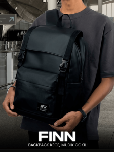 JFR Finn Ransel Casual Poliester Hitam Elegan - Tas Backpack Korea Style