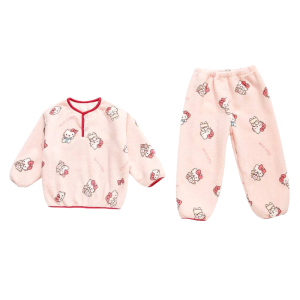 Christmas gifts Halloween Kawaii Anime Hello Kitty Girls Home Clothing Autumn New Warm Split Children Pajamas Pajamas Suit Fashion Cartoon Clothes At Home