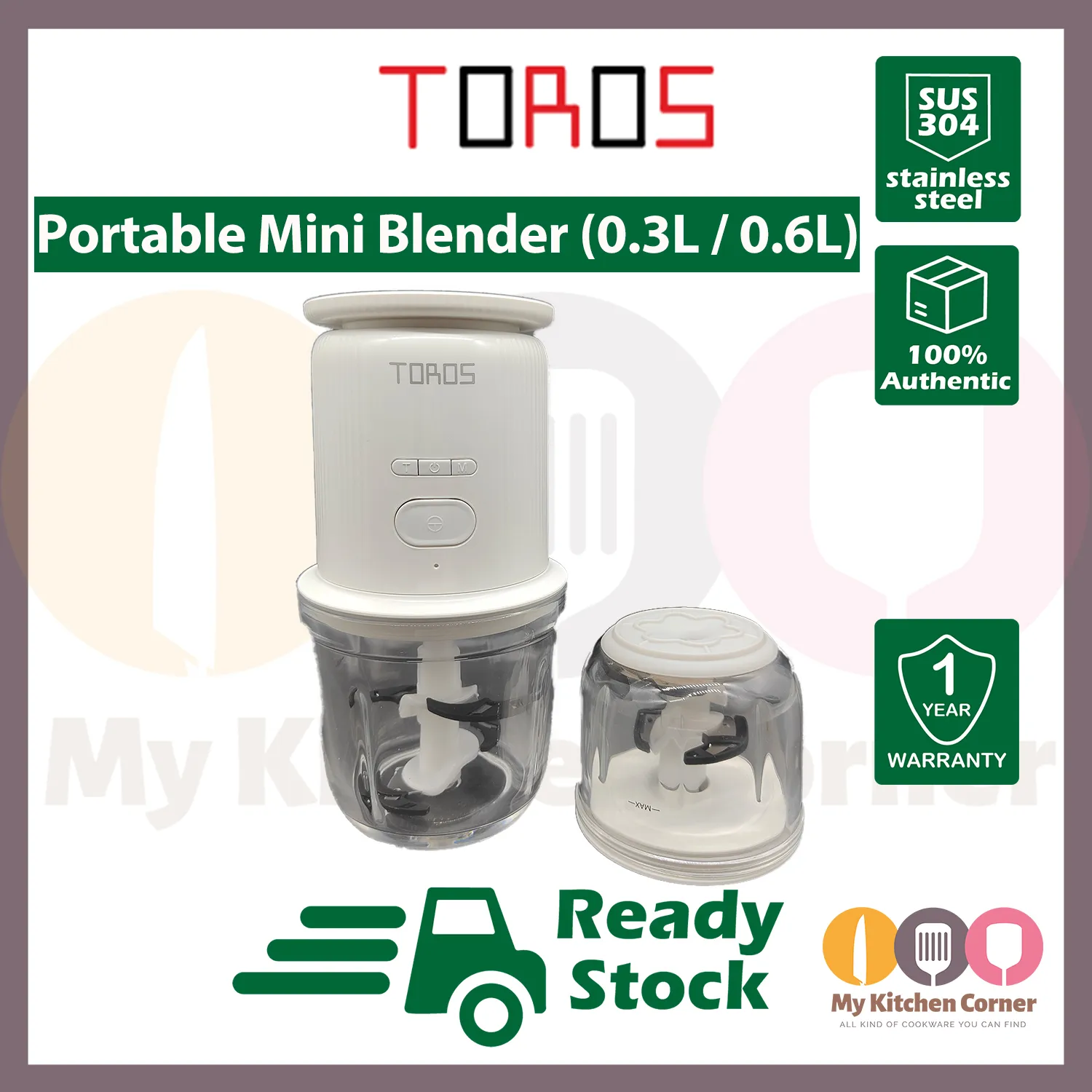 TOROS Portable Mini Blender Food Processor Grinder Garlic KWT13