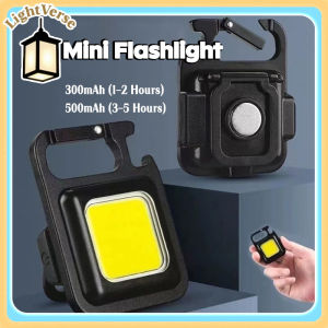 Mini Keychain Flashlight Super Bright Work Light Portable Pocket Torch Type C Rechargeable Outdoor Waterproof Camping Small Key Light