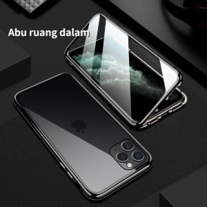 ZHIKE Casing Ponsel Kaca Tempered Dua Sisi Casing Pelindung Magnetik Transparan Anti-mengintip HD Cocok untuk iPhone11/Pro/Max Bingkai Logam Campuran Aluminium Kaca 9H