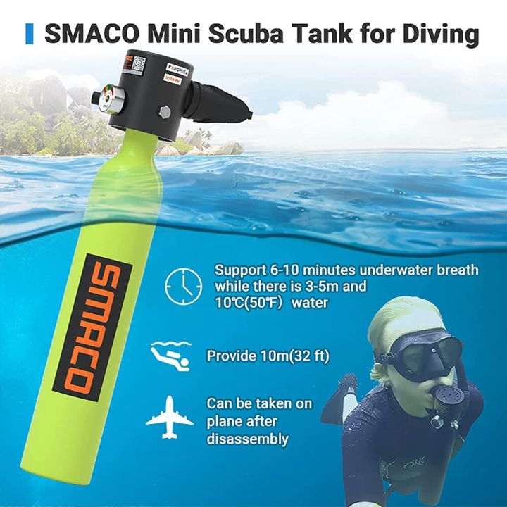 Smaco Portable Diving Tank Oxygen Cylinder Scuba Dive Snorkel Mini Underwater Cylinder Diving