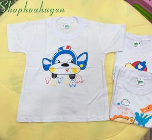 Combo 5 Áo dài tay ngắn tay bé trai bé gái Vải 100%Cotton Cao Cấp Bossini màu trắng chuẩn công ty 15-35kg Chất đẹp