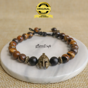 Gelang Aesthetic Pria Wanita Keren Terbaru Tali Serut Batu Kristal Alam Akik Tiger Eye Black Onyx Hitam Cowok Cewek Dewasa Korea Style Import Mewah Elegan