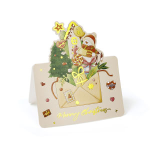 3D Pop-up Greeting Cards Folding Merry Christmas Best Wishes Card Xmas Gift for New Year Blessing Thank You Postcard Decoration