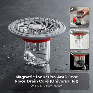 Anti-Odor Floor Trap Magnetic Drain Core ABS Silicone Fast Flow - Fits HDB BTO Toilet - Anti-Insect Hair Catcher