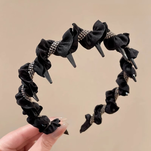 🔥สินค้าขายดี🔥ที่คาดผมประดับเพชรและลูกปัดบนยอดศีรษะสูง/ที่คาดผมลูกปัดหยักหญิงที่คาดผมลายคลื่นน้ำฝังเพชร/พร้อมเพชร กลิตเตอร์ ที่คาดผม/ผมแตก กันลื่น ล้างหน้า ที่คาดผม