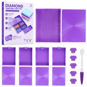 FLYING Diamond Painting Tools Diamond Painting Tray Multi-grid Anti-spill Diamond Sorting Plate Stackable Diamond Sorting Tray Diamond Art Accessories