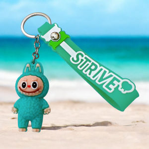 Gantungan Kunci Aksesoris Tas Kartun 3D PVC Labubu Strive Cute Monster Pendant Toy Keychain JCGK50