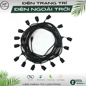 Kèm bóng - Bộ đui đèn ngoài trời trang trí 15m 30 đuôi kèm 30 bóng 3w loại chống nước E27 bóng kín nước