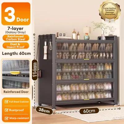 FurnishFiesta Large Capacity Carbon Steel Shoe Cabinet Multilayered Flipup Door Shoe Rack With Large Capacity Dustproof and Moisture Proof Shoe Storage Rack