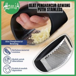 Alat Penghancur Bawang Putih Bawang Merah Stainless Steel Gagang Plastik Garlic Food Grade - HOMIA