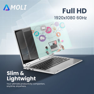 「Garansi Resmi 」AMOLI Pink / Hitam/ Silver Asli Baru Laptop gaming RAM 16GB + SSD 512GB 15.6"IPS Intel N4000 Gratis Instalasi Windows 11 + office Tipis Dan Portabel desain grafis  hp laptop hp kunci sidik jari laptop