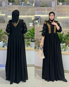 Gamis Ceruti Busui Friendly Terbaru 2024 Azizah Dress Longdress Wanita Remaja Dewasa Kondangan Pesta