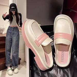 [Free Shipping] Slip-On Loafers New Style Platform Thick-Soled Closed-Toe Mules For Women Summer Outdoor Sandals