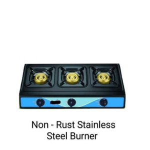 Petroleum gas stove with a large three-burner stainless steel gas burner