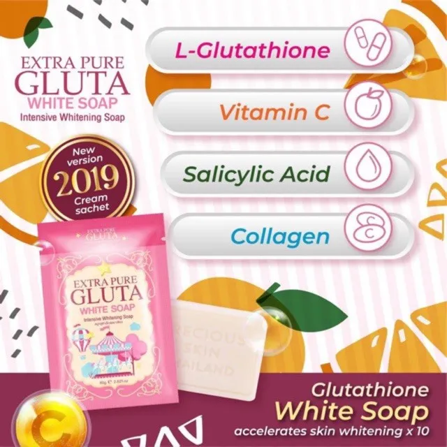 xà phòng glutathione Xà phòng tắm trắng với Glutathione Extra Pure Gluta White Thái Lan