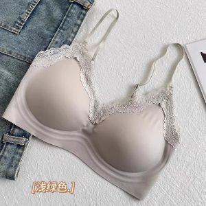 Premium Quality U-bras Soft Lace Series Seamless Bra Womens Thin Small Bust Jelly Strip Beautiful Back Thin Shoulder Strap Bra