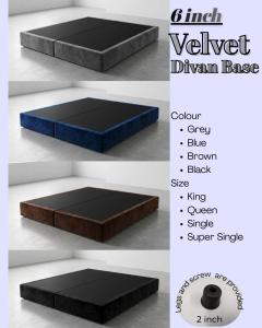 Katil Bed Base Divan Katil Single Super Single Queen King Velvet Black Blue Brown Grey