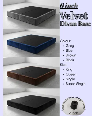 Katil Single Super Single Queen King Divan Katil Velvet Black Blue Brown Grey