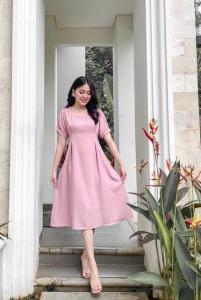 Toply shop COD + GRATIS ONGKIR Dres wanita yona / Midi Dres wanita polos / Dres wanita bumil / Dres koreas Style / Tunik  wanita kiri kana ada kantong /