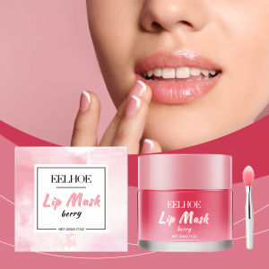 EELHOE Berry Lip Sleeping Mask Lightening Pink Lips Night Care Long Lasting Soft Beeswax Lip Moisturizing Mask with Lip Brush Lip Sleep Mask Hyaluronic Acid Moisturizing Night Lips Care Fade Lip Lines Sleeping Lip Balm Berry Lip Gloss Lips Care