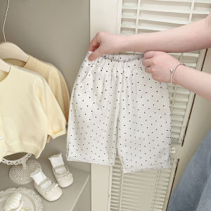 Girls spring and autumn pants babys fresh and stylish polka dot straight pants versatile loose wide-leg long pants for toddlers