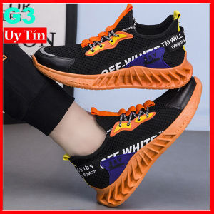 Giày thể thao nam vải dệt thoáng khí thời trang cá tính giày thể thao đế cao su chống trượt màu cam đen G3 HÀNG XÃ LỖ