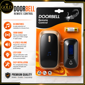 Wireless Doorbell Smart Home Door Bell Waterproof With 36 Ringtones Hole Free Installation battery