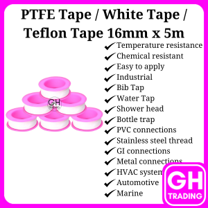 White Tape Teflon Tape PTFE Tape Seal Tape Sealing Tape Water Tape Paip Water Leaking Tape Pembalut Tape