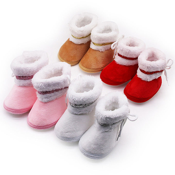 Baby Girl Boy Winter Warm Plush Half Boots Infant Toddler Soft Sole