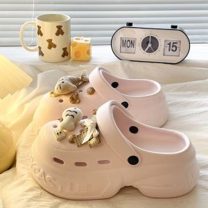 [Free Shipping] Thick-Soled Height-Increasing Slimming EVA Clogs For Women Summer Ins Korean Style Stylish And High-Looking Platform Sandals With A Closed-Toe Design