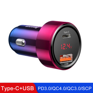 Baseus Car Charger 45W USB Type C Quick Charger QC4.0 QC3.0 Fast PD Charger for iPhone Xiaomi Samsung Oppo Mobile Phone