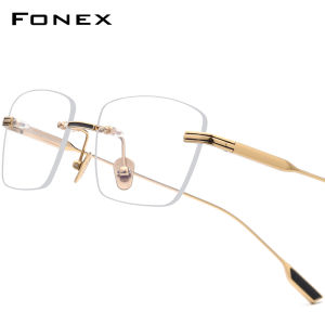FONEX Pure Titanium Glasses Frame Men Brand Design Frameless Rimless Square Eyeglasses Women Business Japanese High-Quality Ultralight Custom Optical Eyewear 85643