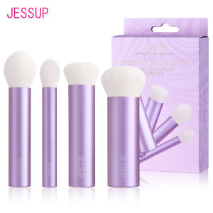Jessup Makeup Brushes Set 4pcs Face Kabuki Brush for Foundation Contour Powder Blush Bronzer and Highlighter Premium Synthetic Fiber Cruelty-Free Luxury Purple T517