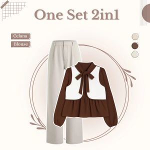 OOTD Remaja Wanita Casual (Blouse Rompi - Celana Kulot - Jilbab Bella) Setelan Korean Hijab HO161N