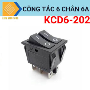 Công tắc đôi ON-OFF KCD6-202 6 chân 16A màu đen