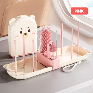 6 in 1 Baby Bottle Brush Set with Drying Racks and Storage Box  Travel Friendly Portable Cleaning Kit for Bottles and Nipples