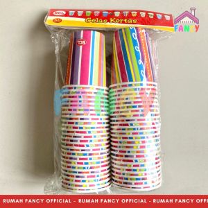 [1 PAK ISI 25 PCS] Gelas Kertas / Papercup Motif / Paper Cup Polkadot Gelas Kertas Motif Unik Pesta Ulang Tahun
