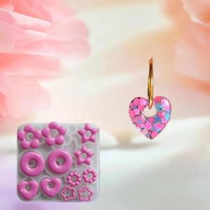 shiqinbaihuo Multifuntional đồ trang sức khuôn mẫu Trái Tim Sao Hoa Mặt dây chuyền Silicone khuôn mẫu cho nhựa Bông tai mặt dây chuyền sáng tạo Silicone đúc khuôn mẫu